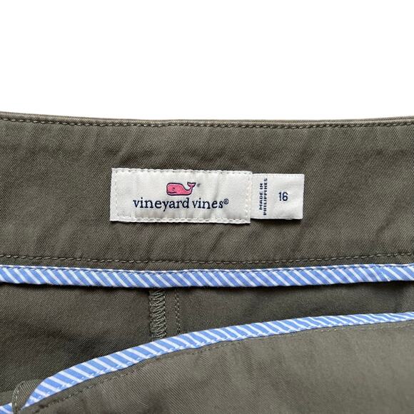 Vineyard Vines Women’s Pants Size 16 Olive Green Stretch Cropped Chino Career - Picture 3 of 6
